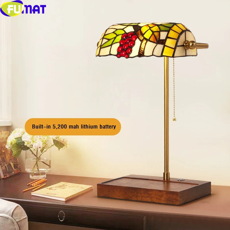 Tiffany Style Wireless Charging USB 9 Inches Table Lamp Stained Glass WT021405