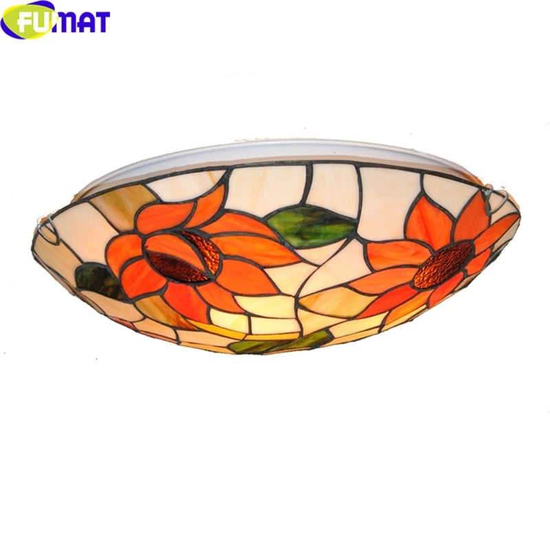 Tiffany Style Sunflower 16 Inches Ceiling Lamp Stained Glass SC021303