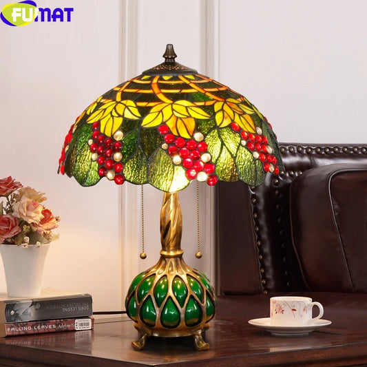 Tiffany Style Grape 16 Inches Table Lamp Stained Glass GT021511