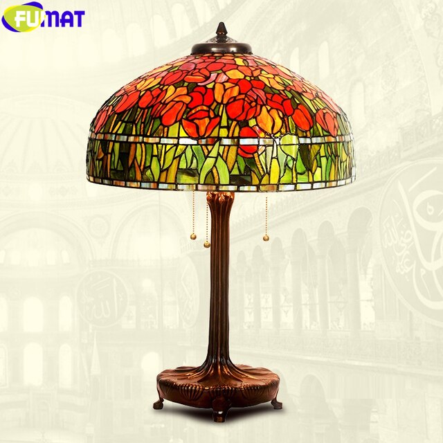 FUMAT Rose Tulip Dragonfly Wisteria Table Lamp 20 Inches RDWT010360