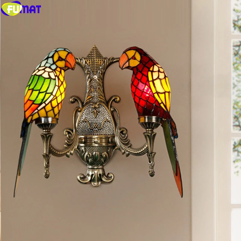 Tiffany Style Parrot 20 Inches Wall Lamp Stained Glass PW022011