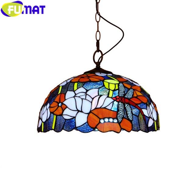 Tiffany Style Dragonfly 16 Inches Pendant Lamp Stained Glass DP021619