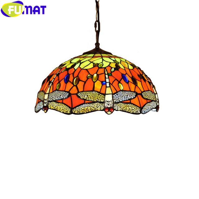 Tiffany Style Dragonfly 16 Inches Pendant Lamp Stained Glass DP021619