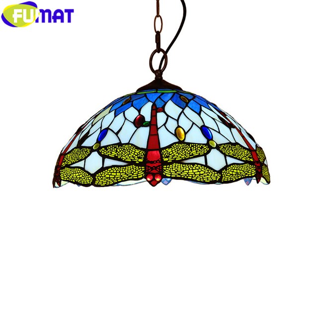 Tiffany Style Dragonfly 16 Inches Pendant Lamp Stained Glass DP021619