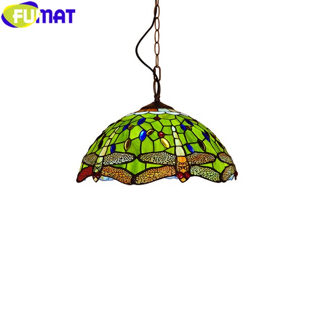 Tiffany Style Dragonfly 16 Inches Pendant Lamp Stained Glass DP021619