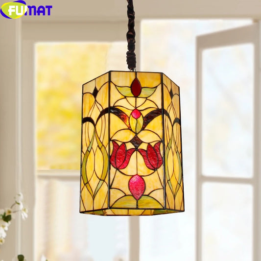 Tiffany Style Hexagon 12 Inches Ceiling Lamp Stained Glass HC021417