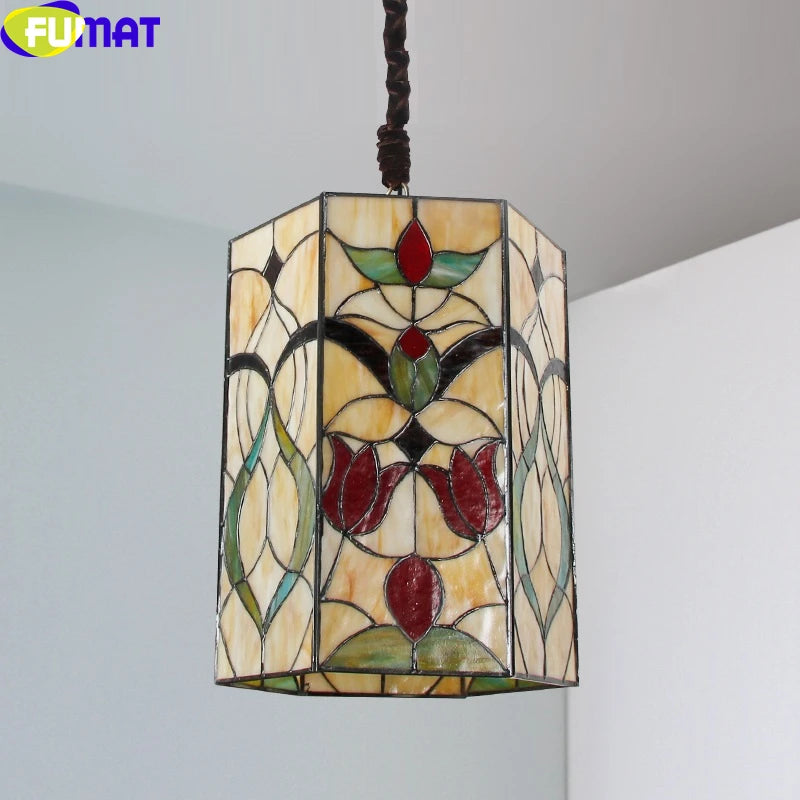 Tiffany Style Hexagon 12 Inches Ceiling Lamp Stained Glass HC021417