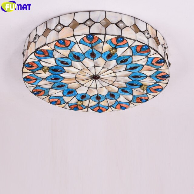 Tiffany Style Natural Shell 16 Inches Ceiling Lamp Stained Glass SC022208