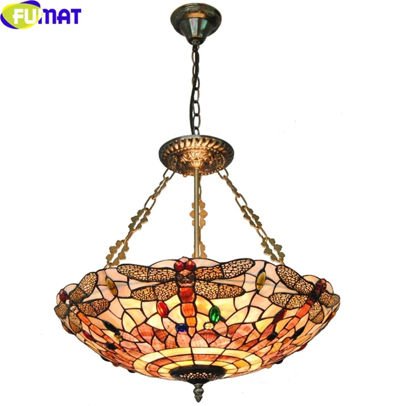 Tiffany Style Dragonfly 16-20 Inches Ceiling Lamp Stained Glass DC021304