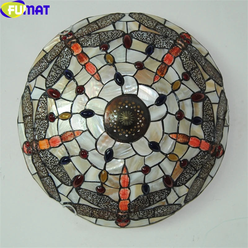 Tiffany Style Dragonfly 16-20 Inches Ceiling Lamp Stained Glass DC021304