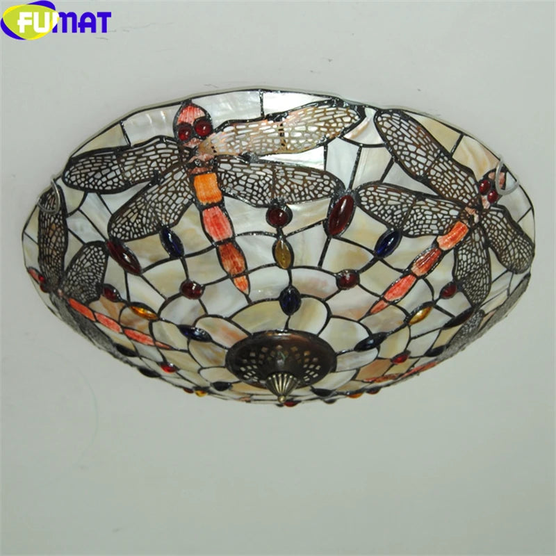 Tiffany Style Dragonfly 16-20 Inches Ceiling Lamp Stained Glass DC021304