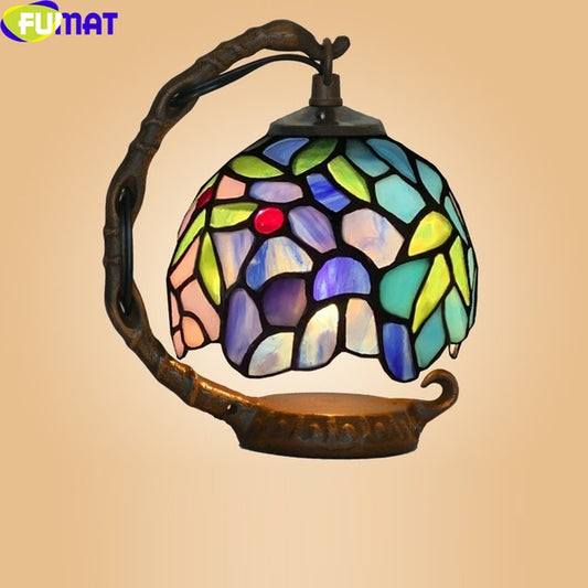 FUMAT Tiffany Style Rose 6 Inches Table Lamp Stained Glass RT020801