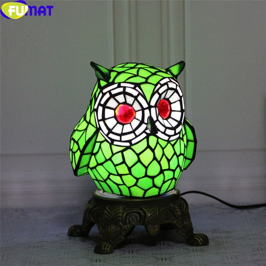 Tiffany Style Owl 9 Inches Table Lamp Stained Glass OT021411