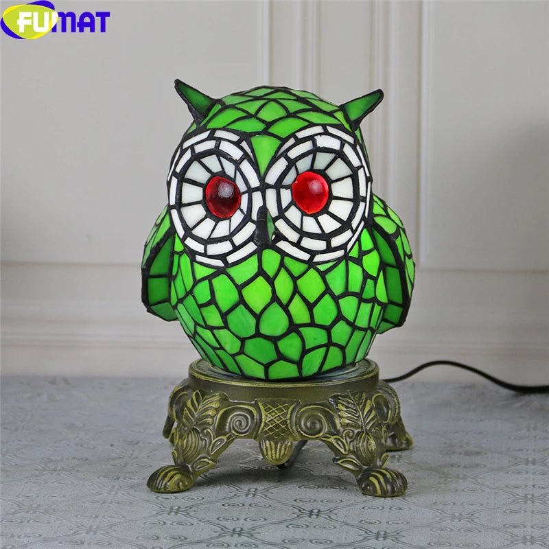 Tiffany Style Owl 9 Inches Table Lamp Stained Glass OT021411