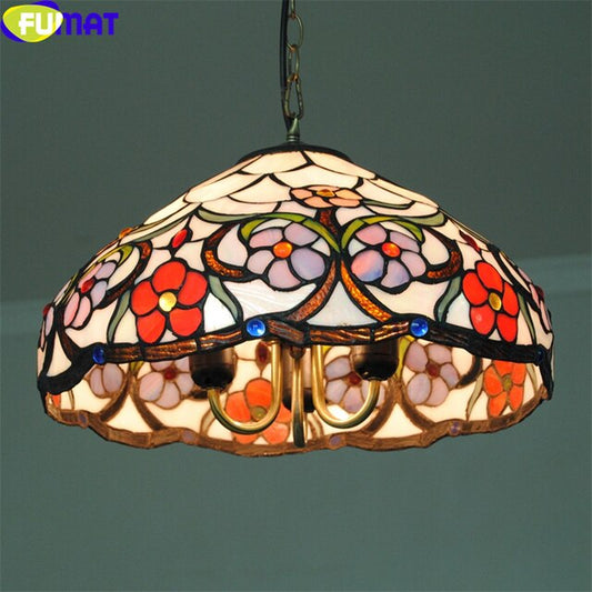 Tiffany Style Orchid Vine 12-16 Inches Ceiling Lamp Stained Glass OC021401