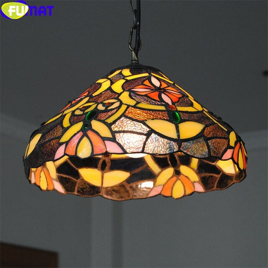 Tiffany Style Orchid Vine 12-16 Inches Ceiling Lamp Stained Glass OC021401