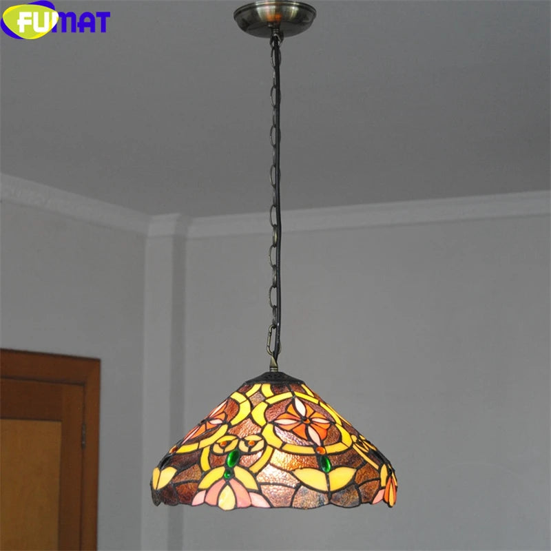 Tiffany Style Orchid Vine 12-16 Inches Ceiling Lamp Stained Glass OC021401