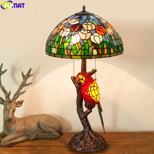 Tiffany Style Parrot 16 Inches Table Lamp Stained Glass PT030110