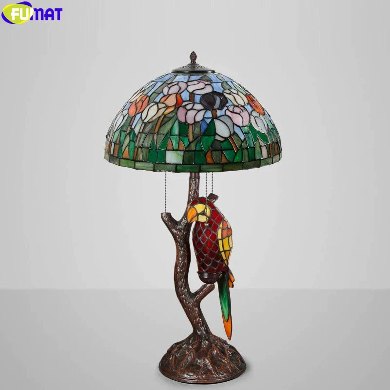 Tiffany Style Parrot 16 Inches Table Lamp Stained Glass PT030110