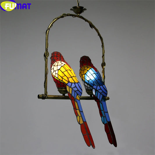 Tiffany Style Parrot 18 Inches Pendant Lamp Stained Glass PP021305