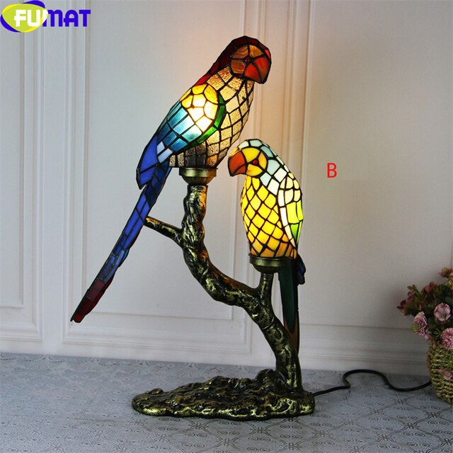 Tiffany Style Parrot 12 Inches Table Lamp Stained Glass PT021410