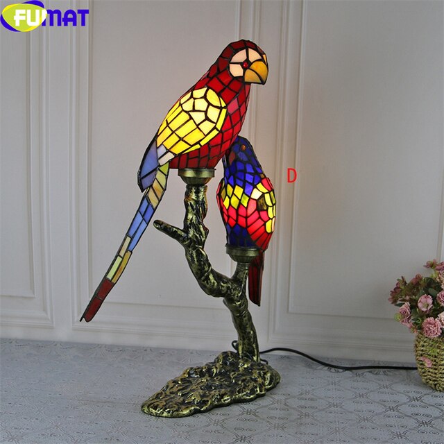 Tiffany Style Parrot 12 Inches Table Lamp Stained Glass PT021410