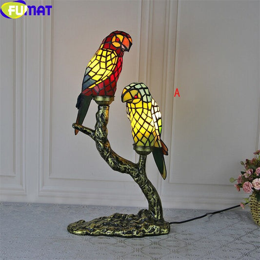 Tiffany Style Parrot 12 Inches Table Lamp Stained Glass PT021410