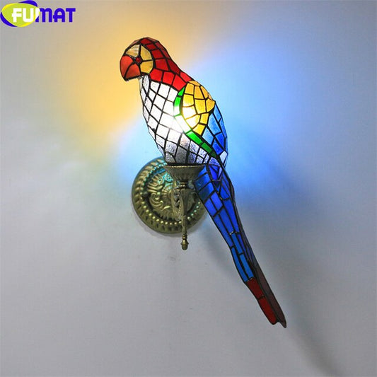 Tiffany Style Parrot 8-12 Inches Wall Lamp Stained Glass PW021115