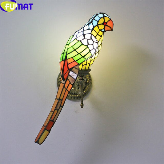 Tiffany Style Parrot 8-12 Inches Wall Lamp Stained Glass PW021115