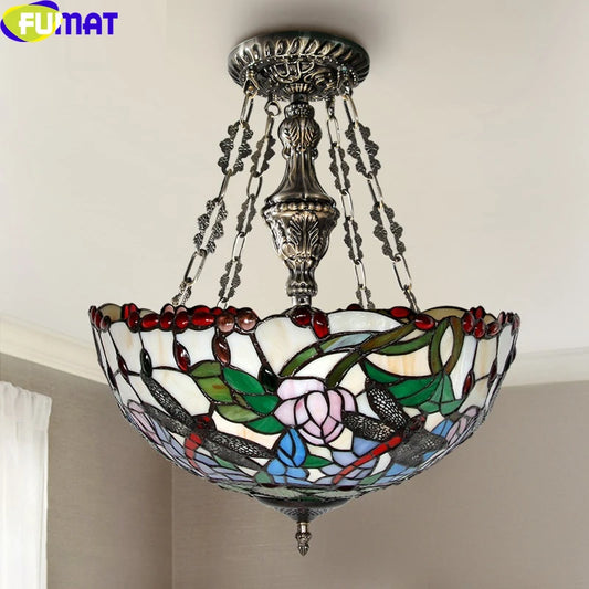 Tiffany Style Dragonfly 16 Inches Pendant Lamp Stained Glass DP021508