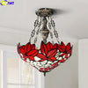 Tiffany Style Red Leaf 16-20 Inches Pendant Lamp Stained Glass LP021612