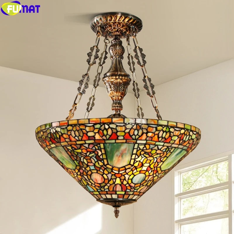 Tiffany Style Baroque 16-20 Inches Pendant Lamp Stained Glass BP022003