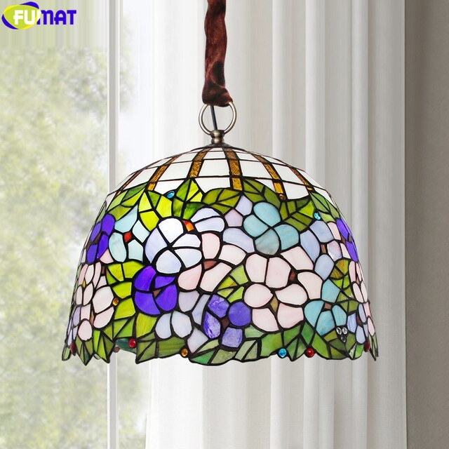 Tiffany Style Orchid 16-20 Inches Pendant Lamp Stained Glass OP022009