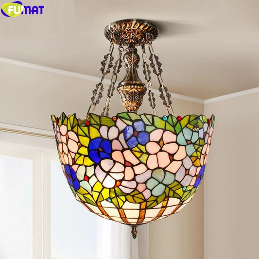 Tiffany Style Orchid 16-20 Inches Pendant Lamp Stained Glass OP022009