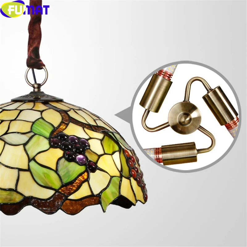 Tiffany Style Grape 16 Inches Pendant Lamp Stained Glass GP021519