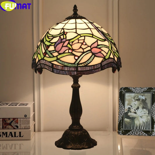 Tiffany Style Lotus 12 Inches Table Lamp Stained Glass LT021402