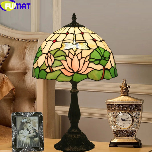 Tiffany Style Lotus 12 Inches Table Lamp Stained Glass LT021402