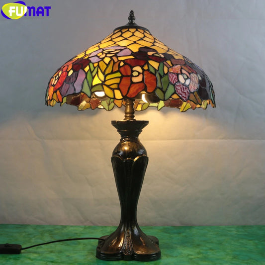 Tiffany Style Pink Rose 16 Inches Table Lamp Stained Glass RT021707