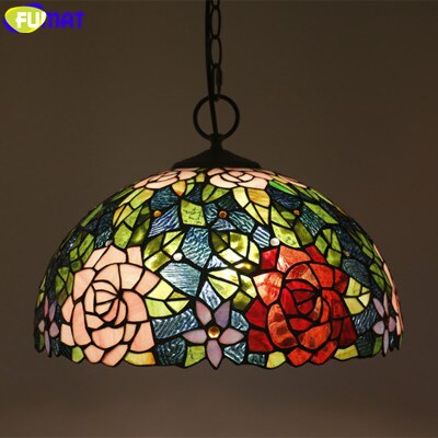 FUMAT Pink Rose Dragonfly Pendant Lamp 16 Inches RDP010375