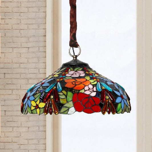 Tiffany Style Rose 16-22 Inches Pendant Lamp Stained Glass RP022008