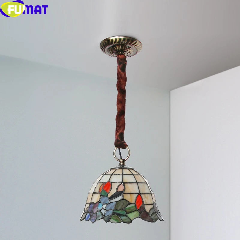 Tiffany Style Leaf 8 Inches Pendant Lamp Stained Glass LP021604