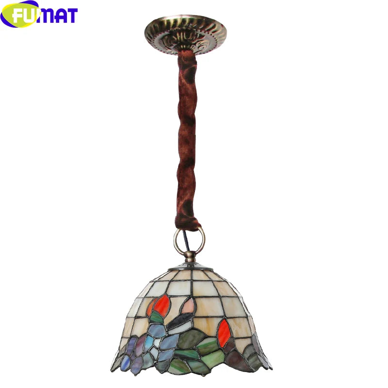 Tiffany Style Leaf 8 Inches Pendant Lamp Stained Glass LP021604