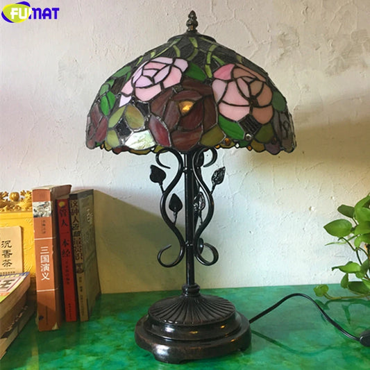 Tiffany Style Rose 16 Inches Table Lamp Stained Glass RT022006