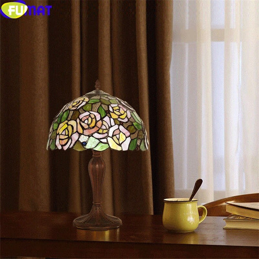 Tiffany Style Rose 12 Inches Table Lamp Stained Glass RT021309