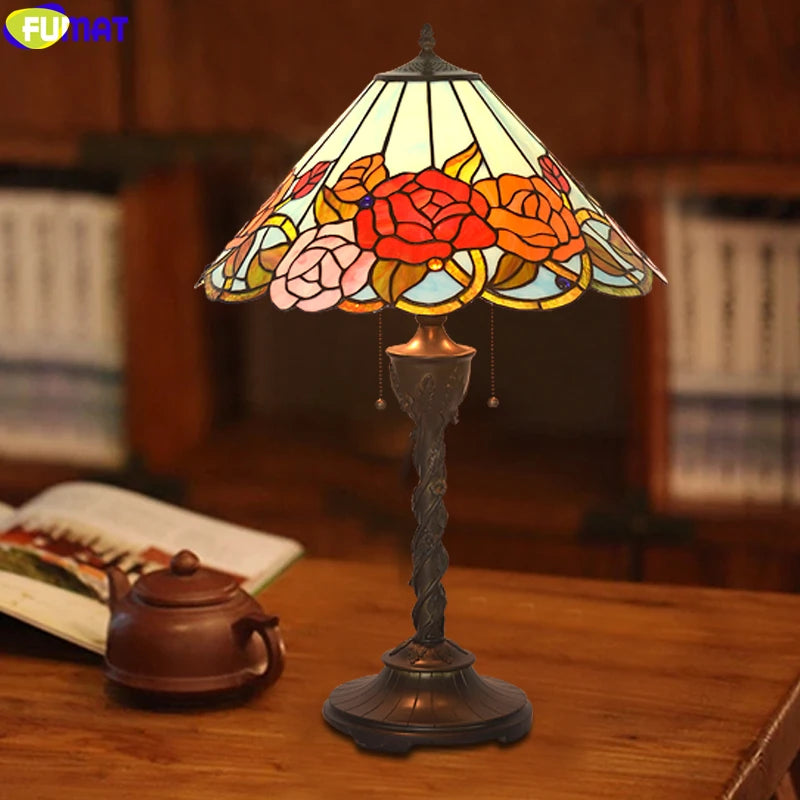 Tiffany Style Rose 18 Inches Table Lamp Stained Glass RT021722