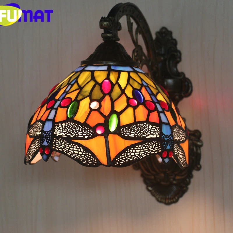 Tiffany Style Rose 8 Inches Wall Lamp Stained Glass RW022102