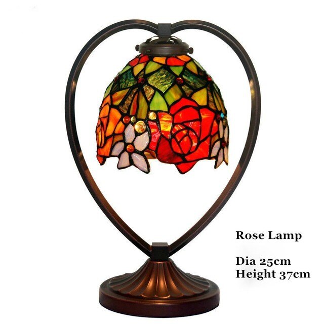 Tiffany Style Rose 10 Inches Table Lamp Stained Glass RT022404