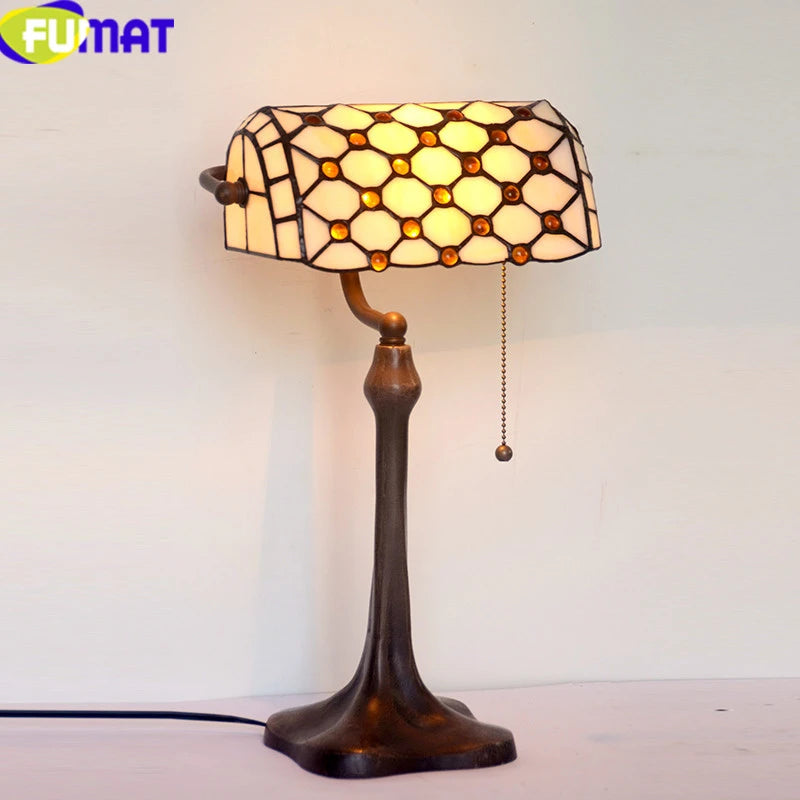 Tiffany Style White 10 Inches Table Lamp Stained Glass WT022321