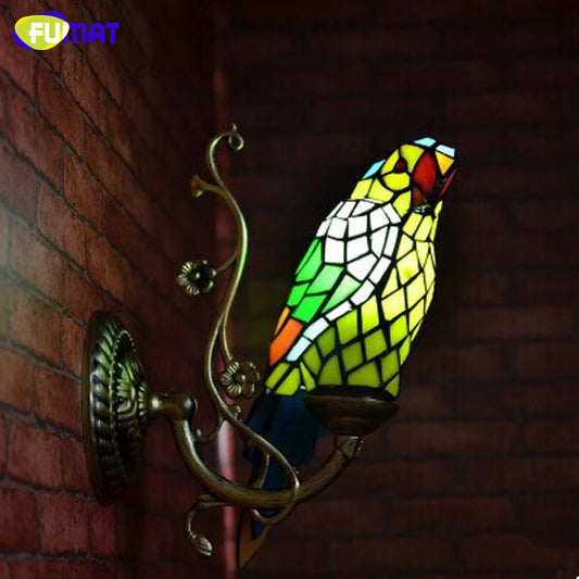 Tiffany Style Parrot 5.5 Inches Wall Lamp Stained Glass PW022001