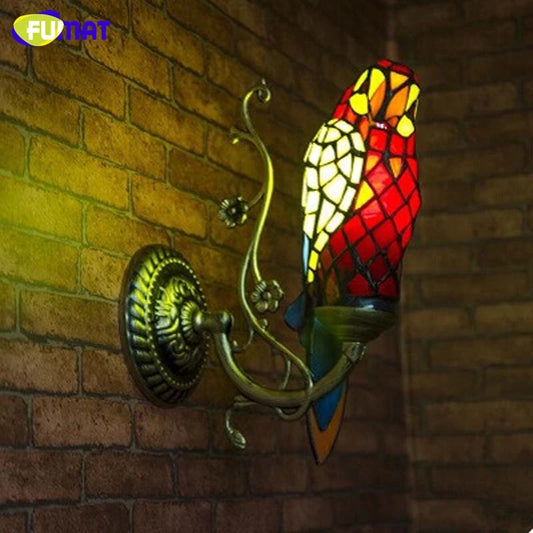 Tiffany Style Parrot 5.5 Inches Wall Lamp Stained Glass PW022001